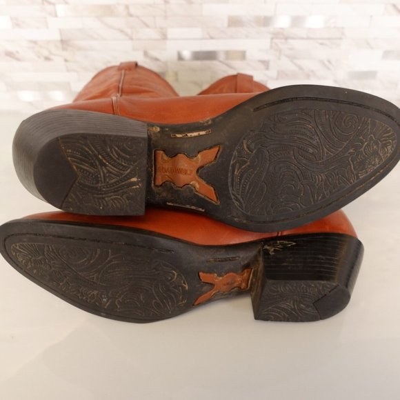 Road Wolf Boots 7 M Women Western Cowboy Outland Leather Rodeo Daisy Duke Cognac - Picture 10 of 16